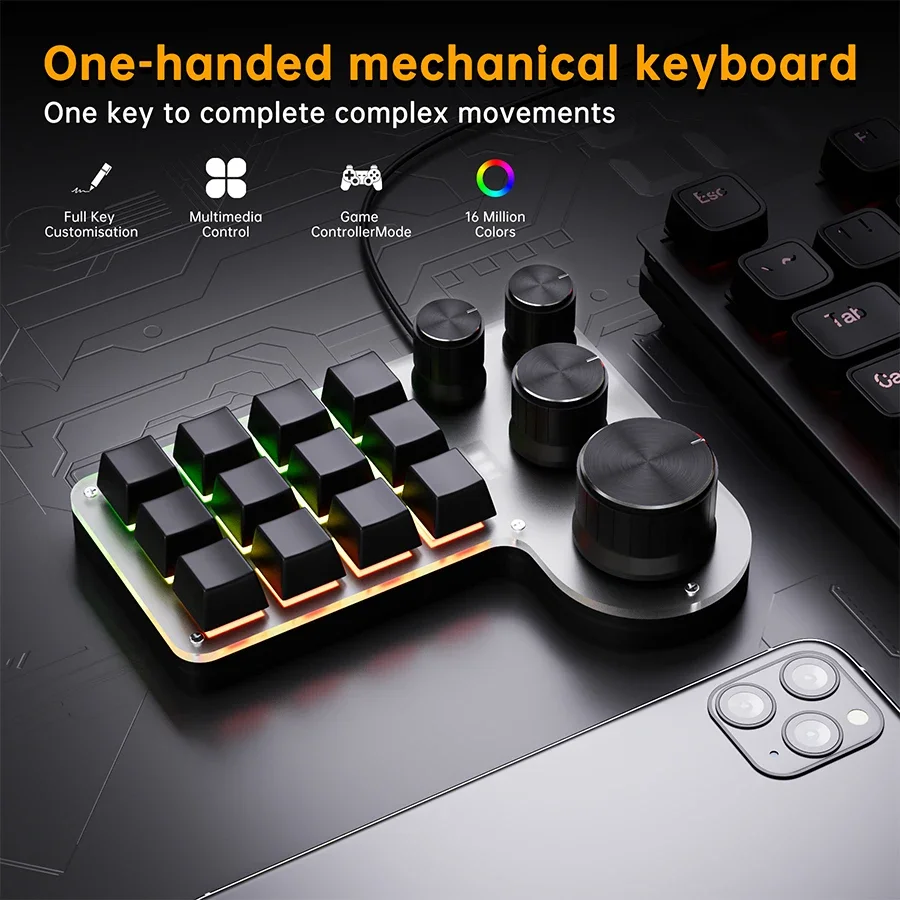 3 Modes 12 Keys Mechanical Key - Gaming Keyboard 1 Hand recension och pris